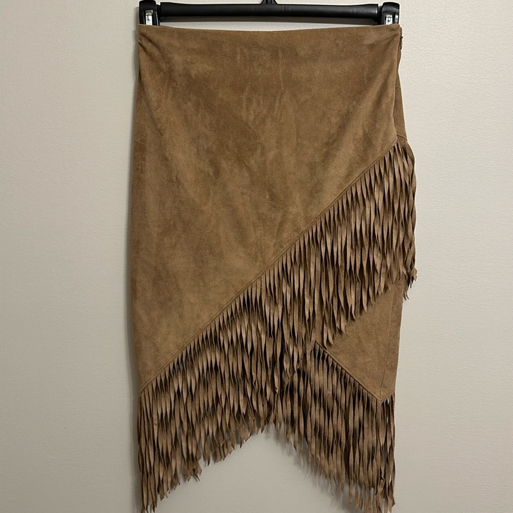 Beige suede skirt